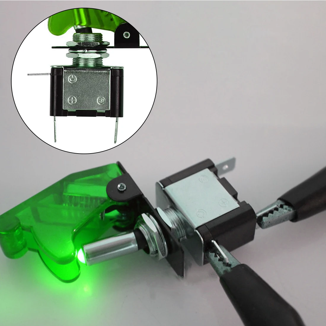 

High-quality 1PC 12V 20A Car Auto Cover LED Light SPST Toggle Rocker Switch Control On/Off Durable White Red and Green