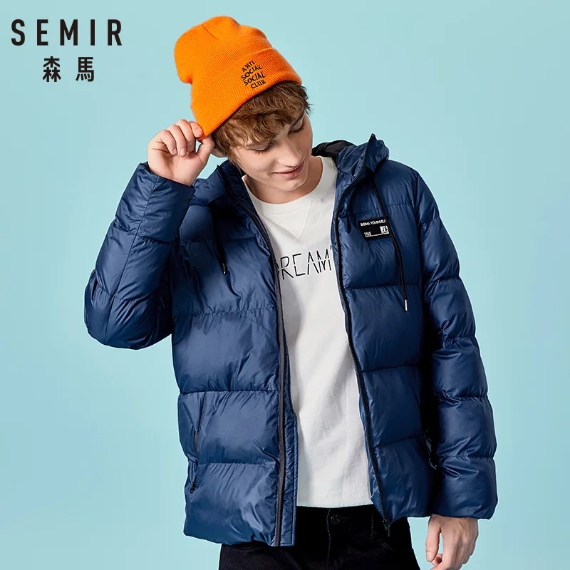 SEMIR, новинка, модная зимняя куртка, мужское теплое пальто, куртка, мужские парки, куртки, мужское пальто, на молнии, с капюшоном, куртка с воротником