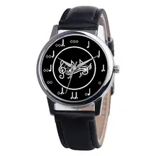 New Fashion Music Note Analog Round Dial Faux Leather Band Unisex Quartz Wrist Watch clock women horloge dames minimalism unisex women men analog round shell dial mesh band quartz movement wrist watch