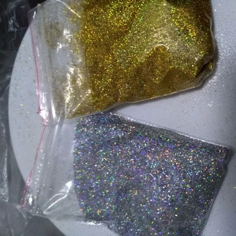 

10g/bag Laser Holographic Glitter Powder Ultra-fine Silver & Gold Nail Glitter UV Gel Nail Decorations F0.2LS15/16