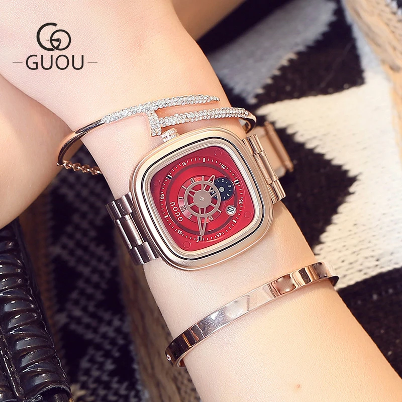 Montre Femme женские часы модные индивидуальные квадратные Роскошные розовое золото