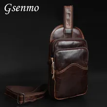 Gsenmo кожаная сумка через плечо для Для мужчин Crazy Horse кожа нагрудная сумка в стиле casual плечевой ремень пакет Новая мода