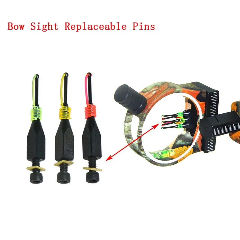 3pcs Archery Replacement Compound Bow Sight Pin 0.029" Fiber Optics 3/16" Slotted Sights Pins