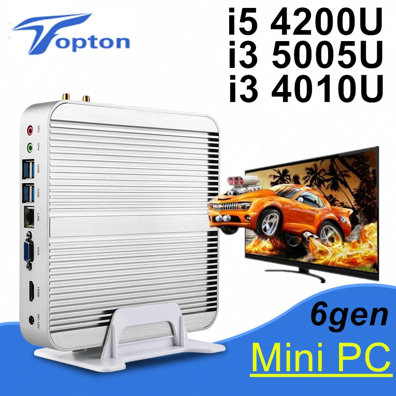 Fanless Barebone i5 Mini PC Win10 3 Years Warranty Nuc Computer Intel Core i5 4200U i3 5005U 4K HTPC TV Box DHL Free Shipping