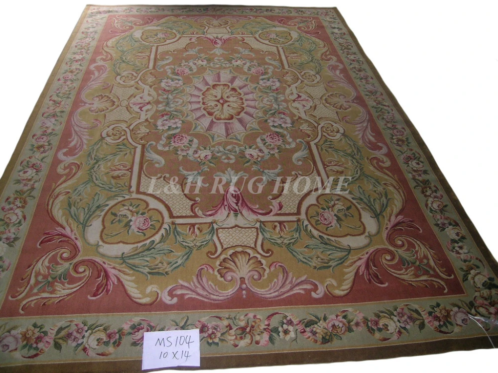 

Free shipping 10'x14' Aubusson Design Savonnerie rug hand knotted wool renaissance Carpet for home decoration