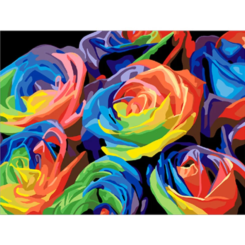 

Flowers DIY Paintings By Numbers Roses Handpainted Oil Painting Acrylic Paint On Canvas For Home Decor 40x50