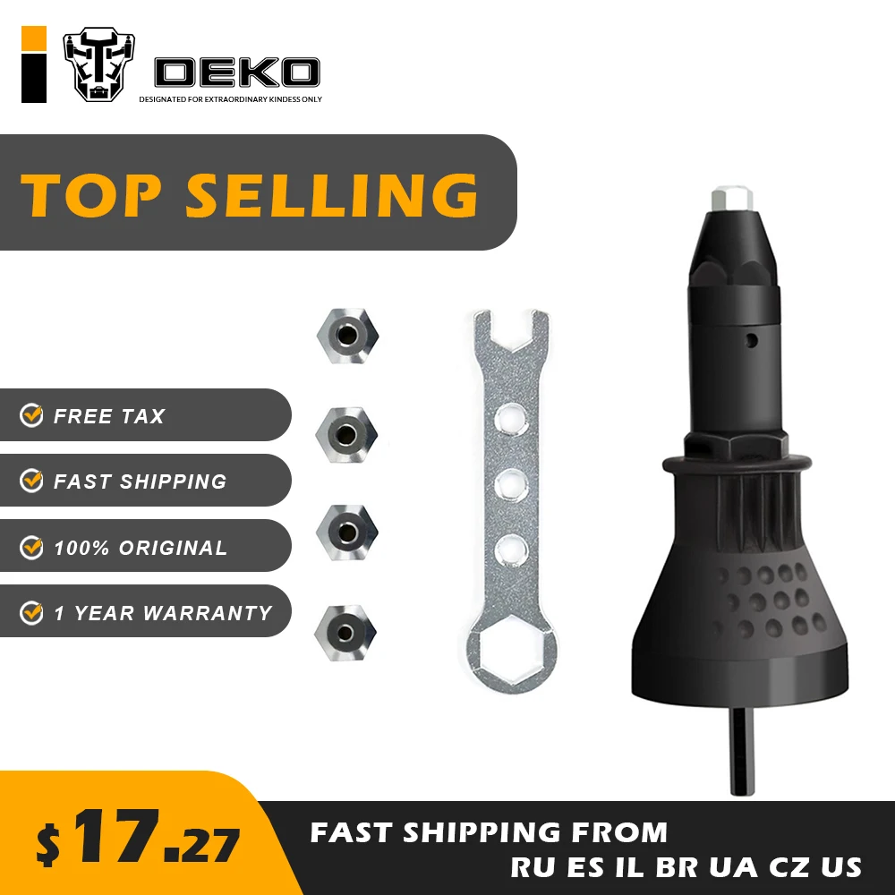 

DEKO Electric Rivet Nut Gun Work With Electric Drill Cordless Riveting Drill Adaptor Insert Nut Tool Riveting Drill Adapter
