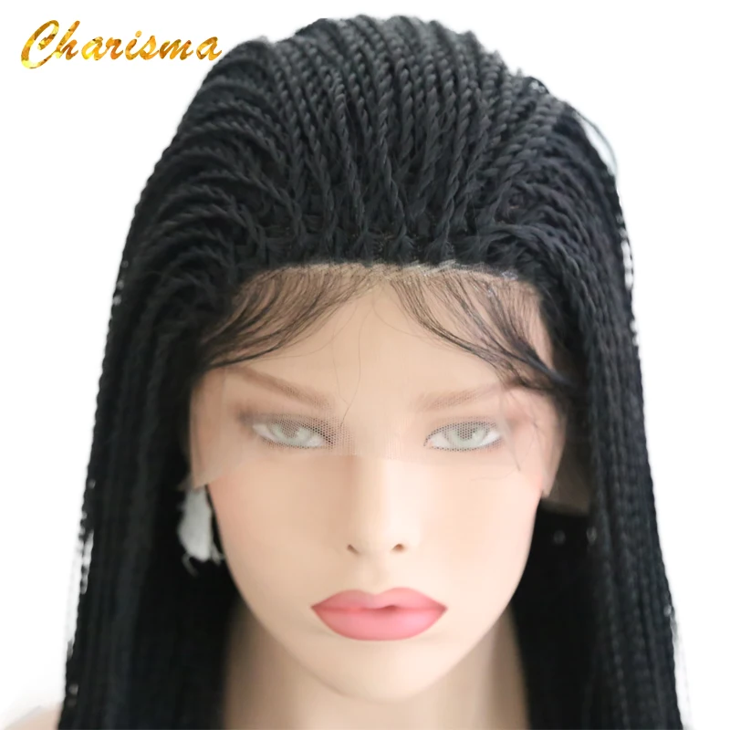 Charisma более 500 косичек Синтетические Кружева передние парики ручной работы 24 ''2X твист парики из косичек с волосами для черных женщин