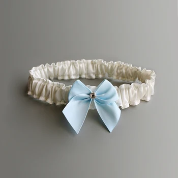 

Fashion Women's Sexy Garter blue Bow Rhinestone Garter Wedding Marriage Ceremony Bride Garter Belt Suspender