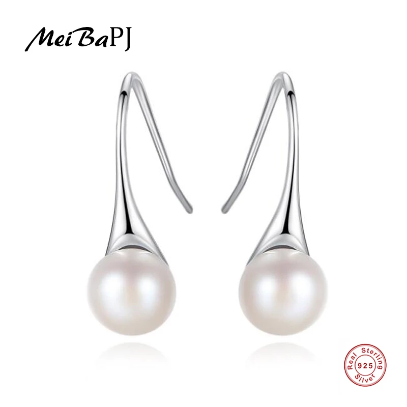 [MeiBaPJ]Natural Freshwater Pearl Fashion Drop Earrings Real 925 Sterling Silver Fine Charm Jewelry for Women | Украшения и