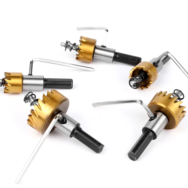 5 Pcs Carbide Tip HSS Drill Bit Saw Set Metal Wood Drilling Hole Cut Tool for Installing Locks 16/18.5/20/25/30mm 5 Pcs Carbide Tip HSS Drill Bit Saw Set Metal Wood Drilling Hole Cut Tool for Installing Locks 16/18.5/20/25/30mm