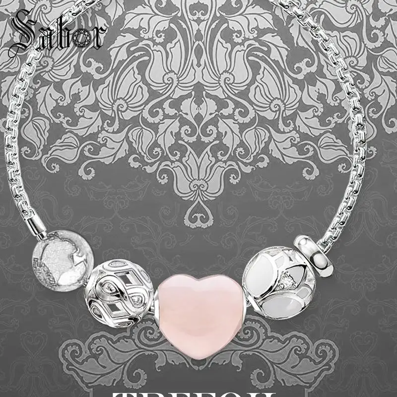 

jewellery Bracelet Link Chain Heart Lotus Karma with 925 Silver Chain,2019 Fashion Jewelry Romantic Gift Women Girls female