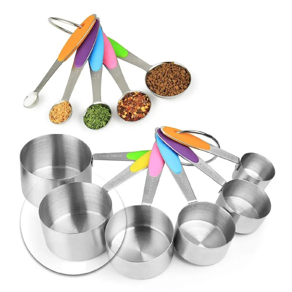 304 Stainless Steel Measuring Cups And Spoons Set Kitchen Accessories For Baking Cake Cooking Making Measuring Kitchen Tools