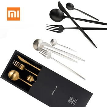 

Xiaomi Mijia Metal Tableware Stainless Steel Spoon Set Smart Home Maision Maxx Knife Spoon Fork Tea-spoon 4 Kit Simple Style