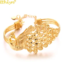 Ethlyn прочный золотой цвет Peafowls широкие браслеты и браслеты, роскошное медное украшение Павлин женские свадебные подарки B184