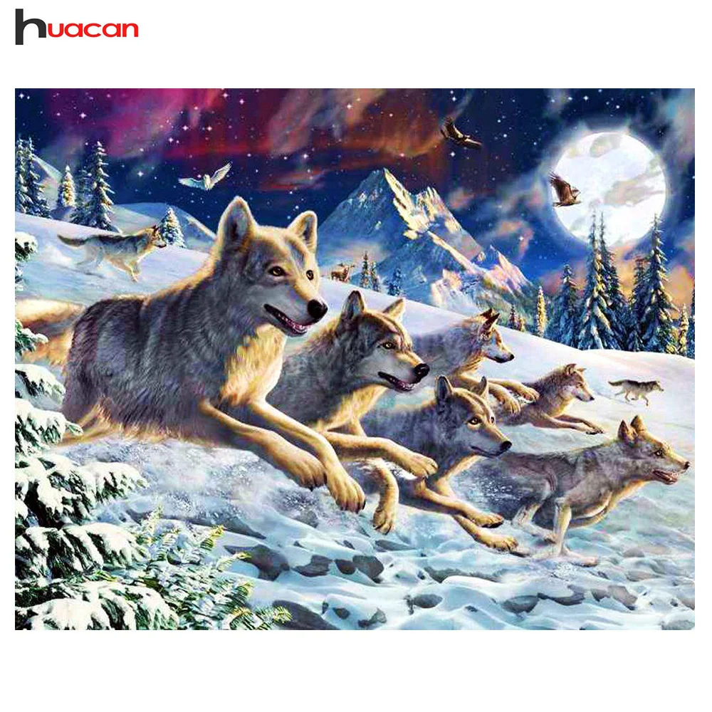 

Diamond Embroidery Winter Wolf Painting of Resin Full Area Square Diamond Painting Needlework Unfinished Craft Children Gift