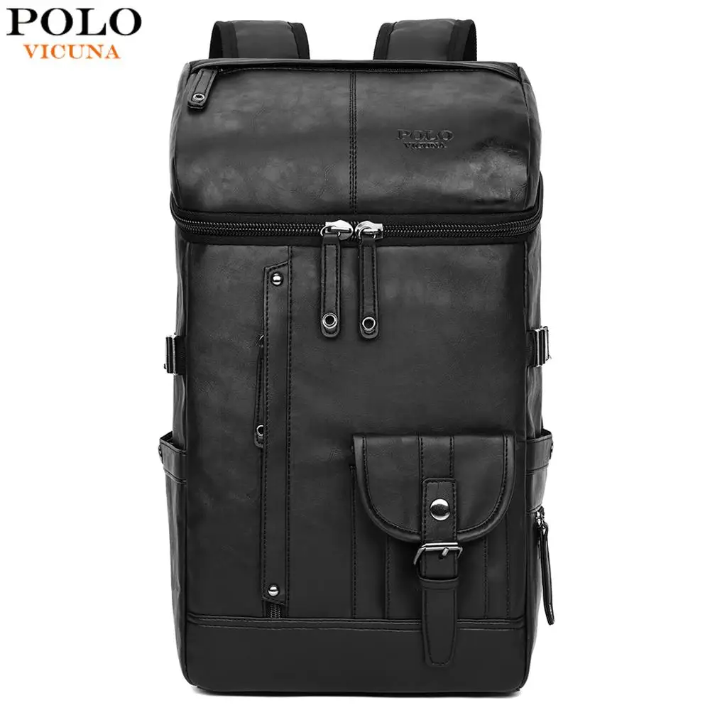 Цена VICUNA POLO, Большой Вместительный мужской рюкзак для путешествий, сумка, черный кожаный мужской рюкзак для путешествий, рюкзак для ноутбука, ...