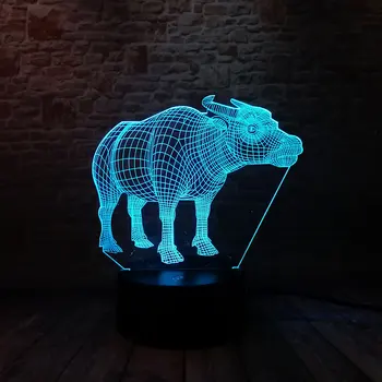 

Bull Animal figures 3D Illusion Led Lamp Colorful Touch Nightlight Flash Lighting Light-up Cow Model Toys