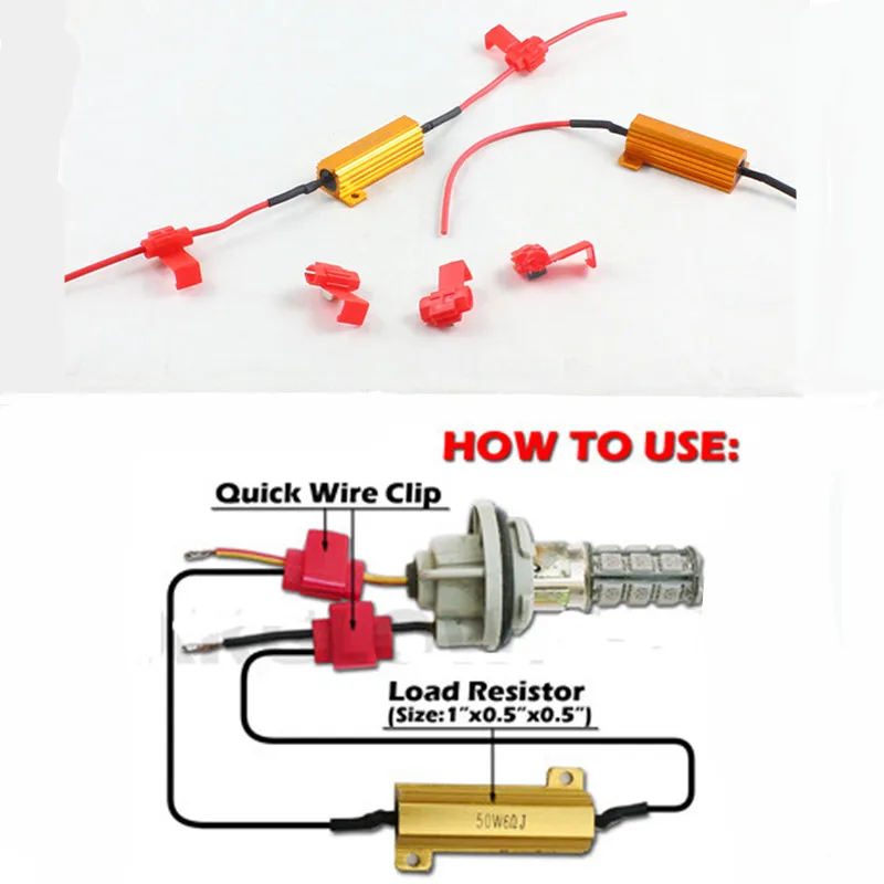 

10pcs 50W 6ohm Load Resistors For Hyper Flash Turn Signal Blinker LED DRL Bulb resistor fix 7440 7443 1156 1157 lamp error flash
