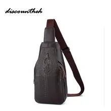 Одежда высшего качества из искусственной кожи груди Back Pack мужского плеча Сумка дорожная тенденция крокодил картина Стиль Для мужчин слинг