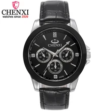 CHENXI Marque Délicat Bracelet En Cuir Homme Montre À Quartz De Luxe Décoratif Petit Cadran Homme Montre-Bracelet De Mode Strass Hommes Montres