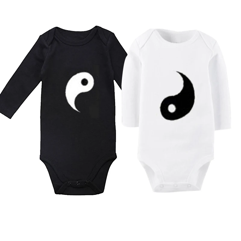 

Culbutomind Yin Yang Funny Twins Body Outfit Body Suit Cotton Long Sleeve Infant Newborn Jumpsuit Twin Matching Baby Body suit
