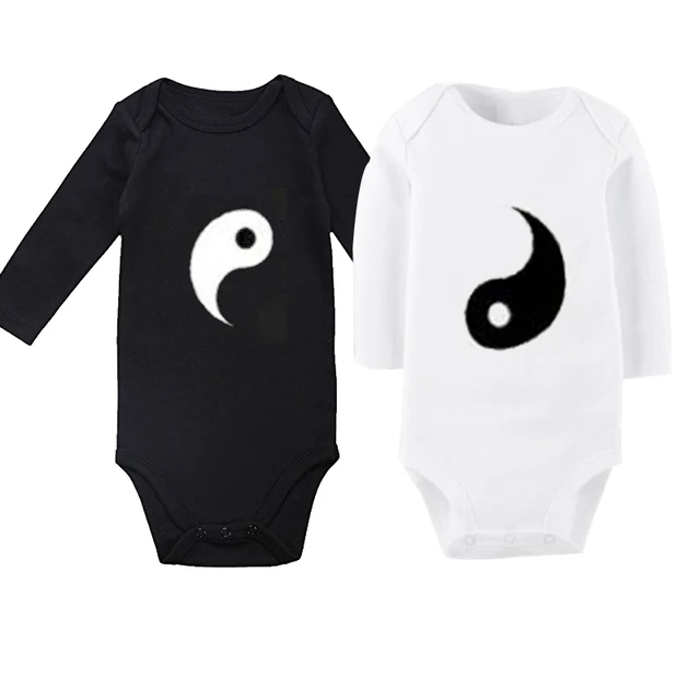 Culbutomind Yin Yang Funny Twins Body Outfit Suit Cotton Long Culbutomind Yin Yang Funny Twins Body Outfit Suit Cotton Long Sleeve Infant Newborn Jumpsuit Twin Matching Baby