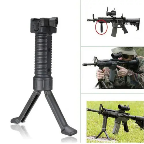 

Tactical Rifle Grip Stand Vertical Foregrip Military Issue Bipod Picatinny Weaver Rail 20mm