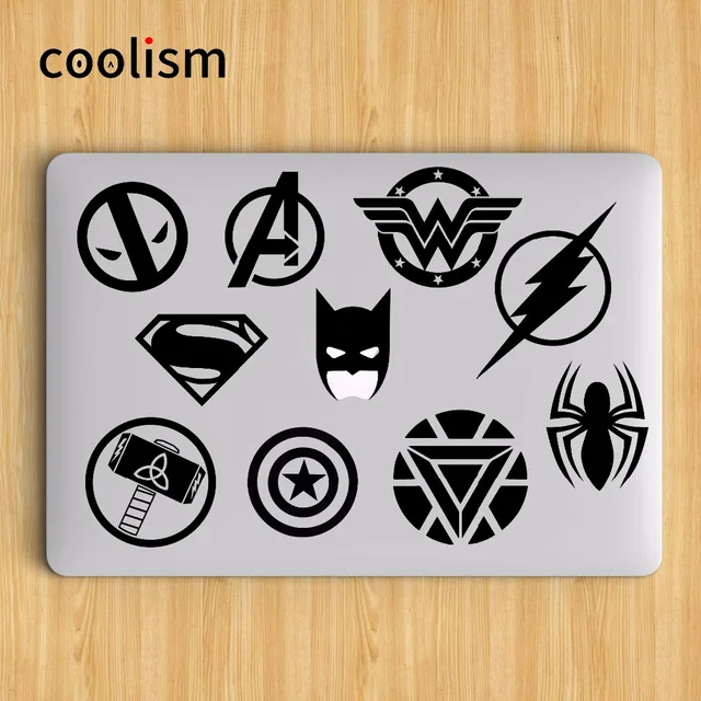 Super Heros Logo Set Batman Laptop Sticker for Apple MacBook Air Decal 13 Pro Retina 11 12 15