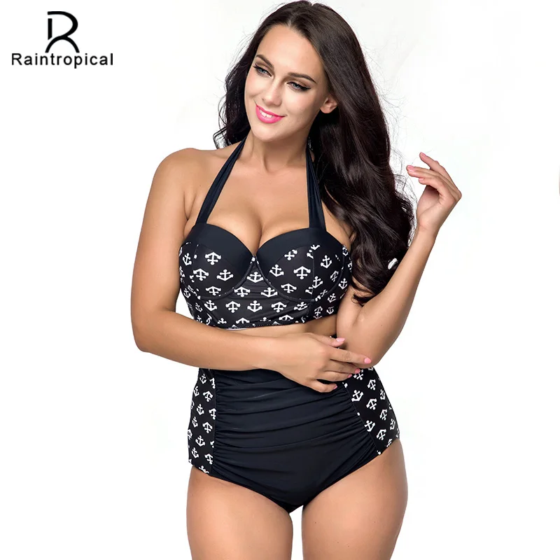 

High Waist Swimsuit 2019 New Bikinis Women Push Up Bikini Set Plus Size Swimwear Vintage Retro Floral Bathing Suit Beachwear 4XL