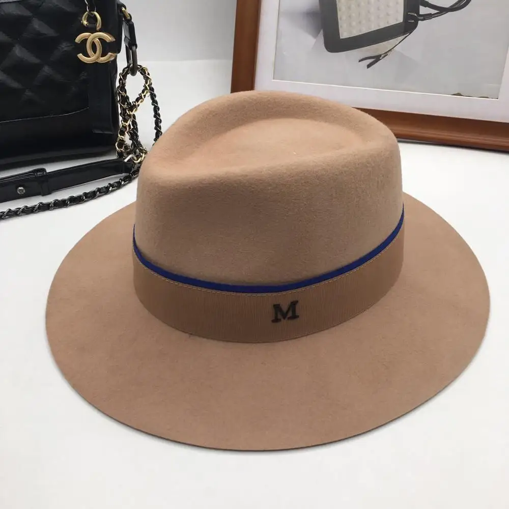 

female woolen cap fedoras autumn and winter women's hat tails fashion