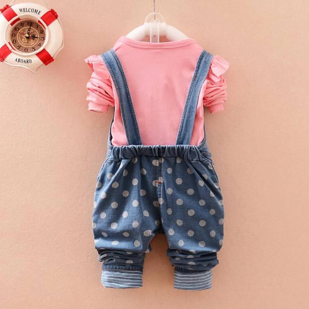 Новые детские комплекты одежды Roupas De Bebe, футболка с надписью для маленьких девочек топ+ джинсы милый комбинезон с кроликом, штаны комплекты из 2 предметов, MT301