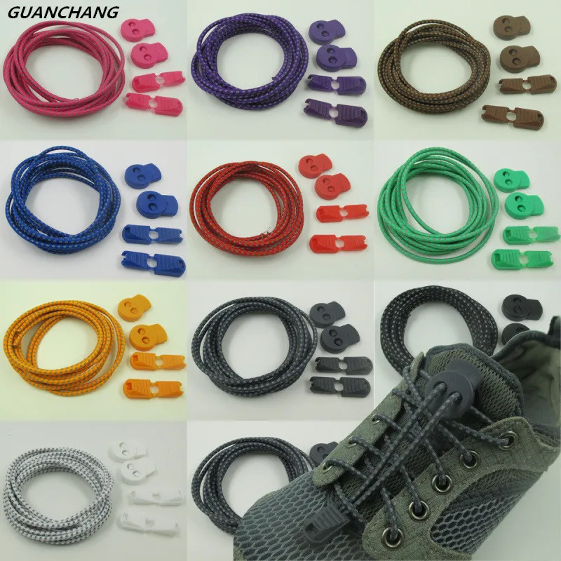 

2018 New Reflective Round Elastic Silicone Shoelace No Tie Rubber Bootlaces Unisex Athletic Boost Visibility Luminous Shoe Laces