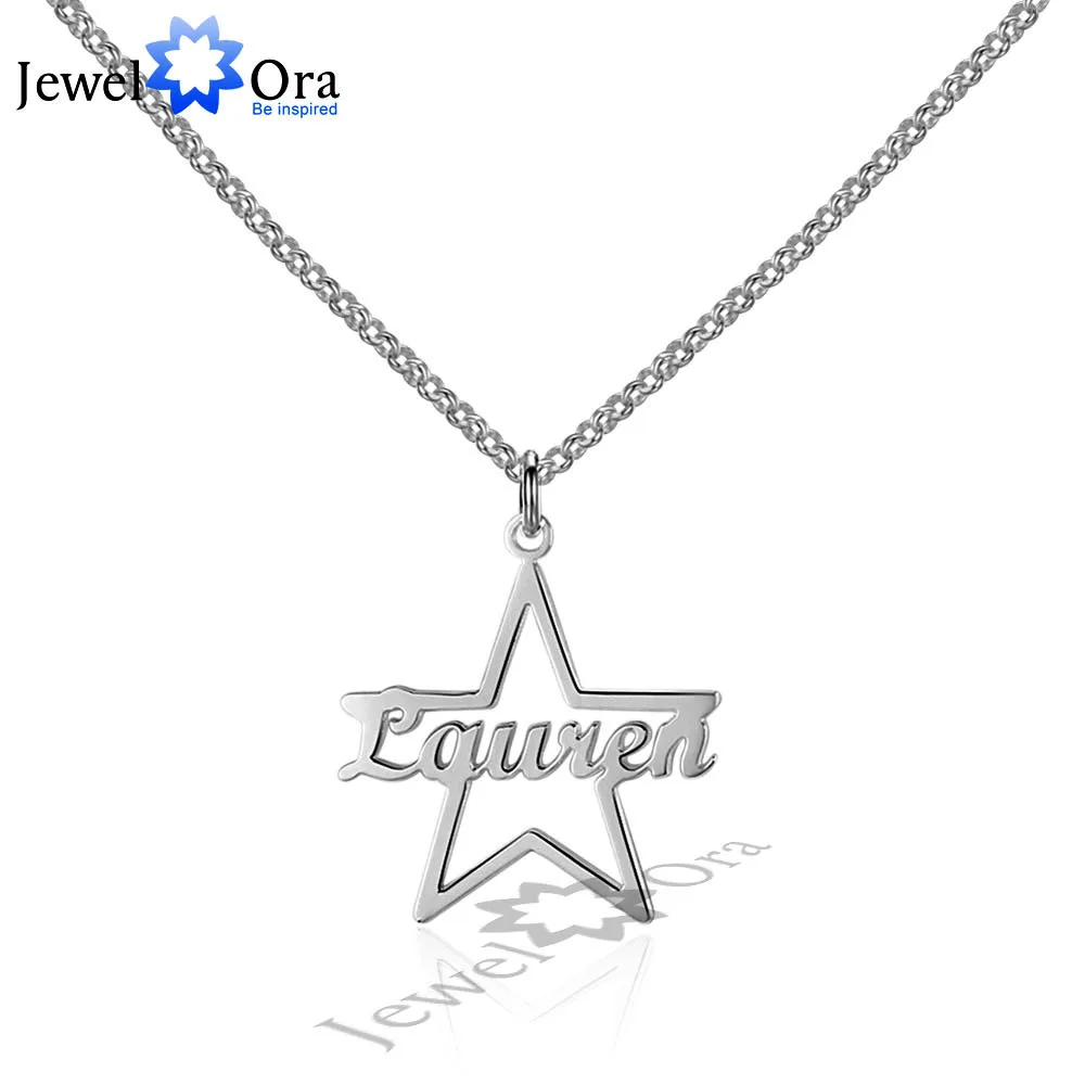 Simple Style DIY Name Necklace Personalized 925 Sterling Silver Star