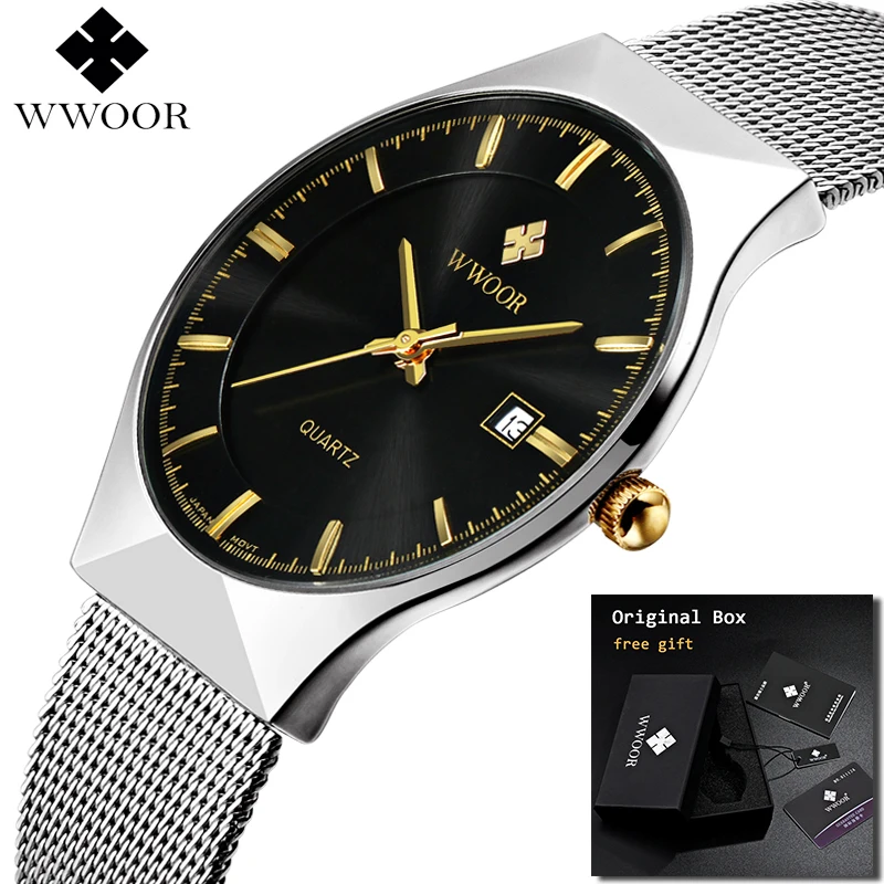 

2019 Top Luxury Brand WWOOR Ultra thin Fashion Male Wristwatch Business Watches Waterproof Scratch-resistant Men Watch Clock