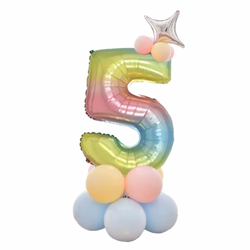 Воздушные шары на день рождения, макароны, конфеты, фольгированные шары с цифрами для детей 1, 2, 3, 4, 5, 6, 7, 8, 9 лет, праздничные украшения для дня рождения, Детские воздушные шары - Цвет: Macarons 5