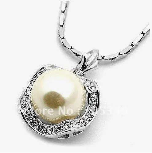 18K GP Crystal shell Pearl pendant Necklace | Украшения и аксессуары