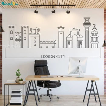 

Lisbon Skyline Beautiful City Skyline Wall Sticker Cityscape Decals Home Decor Living Room Kids Teens Self-adhesive Gift YT1448