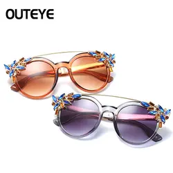 OUTEYE модельер Хрустальный цветок "кошачий глаз" Для женщин пляжные Sungalsses женский Винтаж UV400 солнцезащитные очки