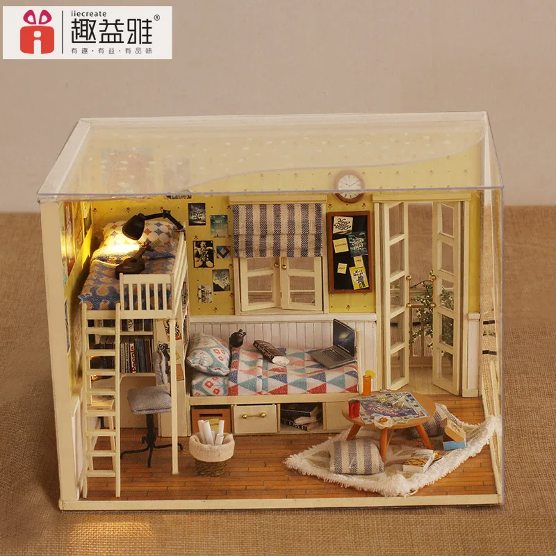 IiE CREATE DIY Hut Сборная модель деревянная головоломка 3D миниатюрный кукольный домик с