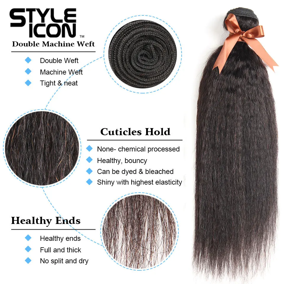 Styleicon 3 Bundles Kinky Straight Hair with Closure 100% Peruvian Human Hair Weave with Lace Closure Non-Remy Hair Weaving Styleicon 3 Bundles Kinky Straight Hair with Closure 100% Peruvian Human Hair Weave with Lace Closure Non-Remy Hair Weaving