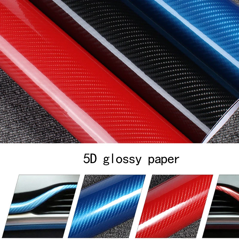 

Car Accessories 200cm*50cm Glossy Black 5D Carbon Fiber Vinyl film Car Wrap With Air Free Bubble DIY Car Tuning Part Sticker