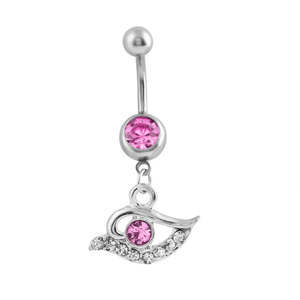 

Fashion Eyes Navel Belly Button Ring Rhinestone Inlaid Pendant Piercing Jewelry