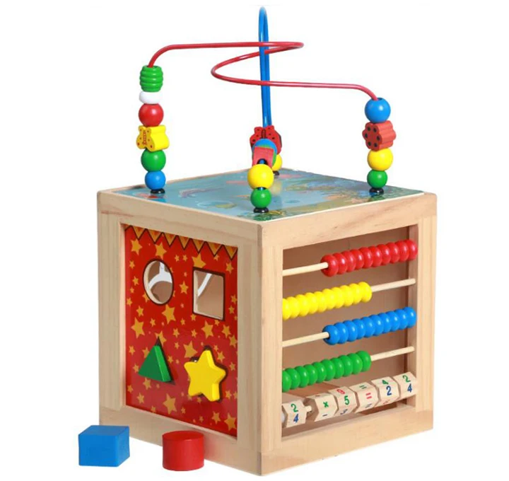 Детские развивающие деревянные игрушки Монтессори в форме центра деятельности для сортировки Abacus часы из проволоки из бисера обучающие игрушки для детей 3 лет