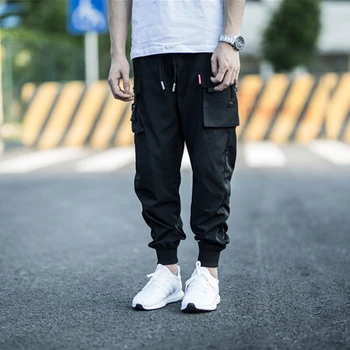 

DUYOU 2019 Autumn Streetwear Fitness Pants Men Hip Hop Sweatpants Pockets Casual Joggers Unisex Harajuku Sportswear Track Pants