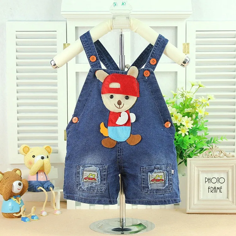 2015 Baby clothing New Summer baby boys overall short soft denim cloth