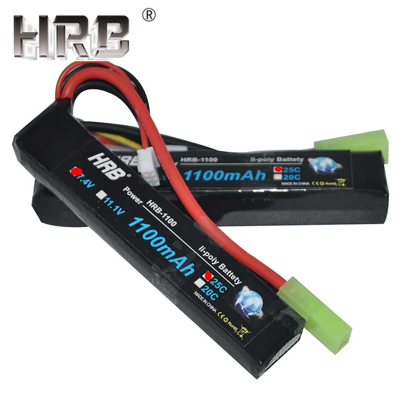 HRB RC Lipo батарея 2S 7,4 V 3S 11,1 V 1100mAh 25C разъем Tamiya Airsoft пневматические пистолеты для радиоуправляемого автомобиля fpv Дрон с 1-8S тестер напряжения