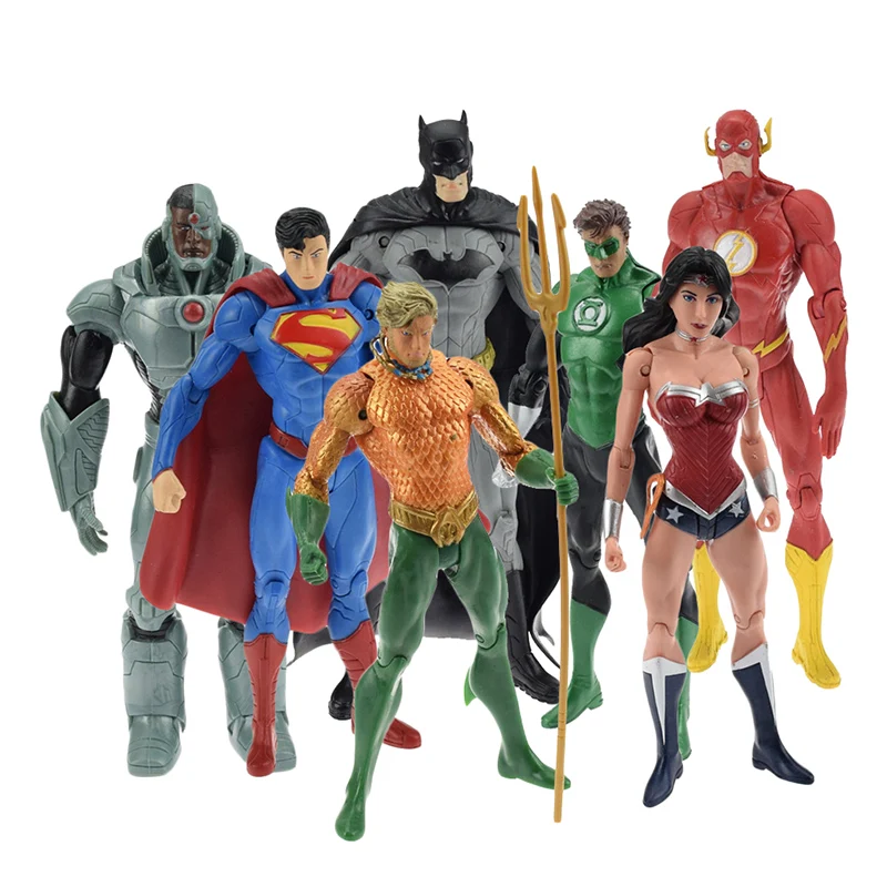 

7pcs/set Superman Batman Wonder Woman Flash Collection Model Super Heroes Cyborg Aquaman PVC Action Figure Toy gift for child