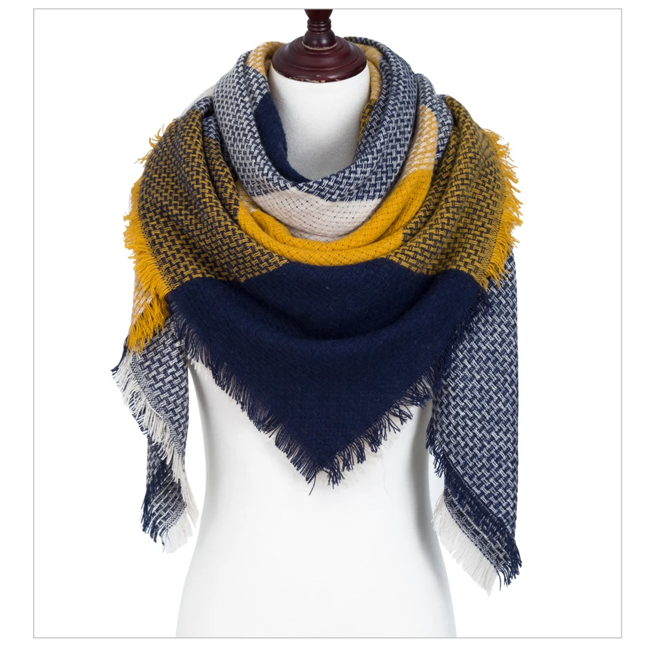 Evrfelan Модный зимний шарф для женщин шарф роскошный бренд треугольный плед Теплые шарфы одеяло шали