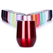 Stainless Steel Wine Glass Tumblers, 9&12 Oz Double Wall Vaccum Insulation - Wine Coffee Drinking Tumblers with Lid Stainless Steel Wine Glass Tumblers, 9&12 Oz Double Wall Vaccum Insulation - Wine Coffee Drinking Tumblers with Lid